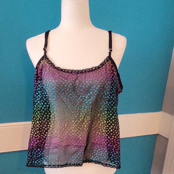 Savage X Fenty Tops - Savage X FENTY Rainbow Foil Sheer Top 2X